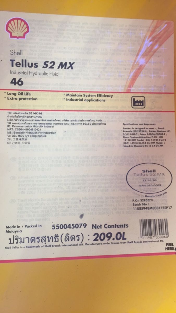 Dầu thuỷ lực Shell Tellus S2 M46